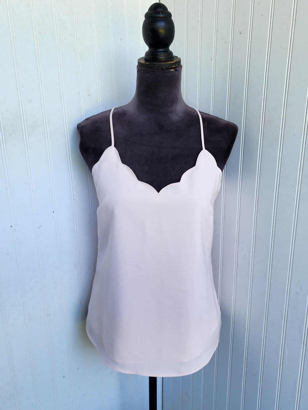 J By J Crew Scalloped Edge Tank Top Cami Spaghetti Strap Light Pink Sz 2